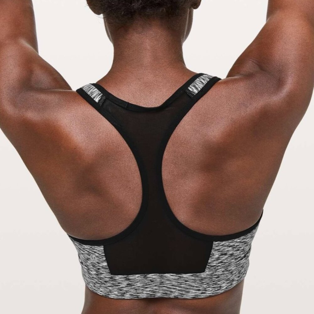 Lululemon Women's Speed Up Bra Luxtreme, Mesh Size 2 Black White Racerback $78
